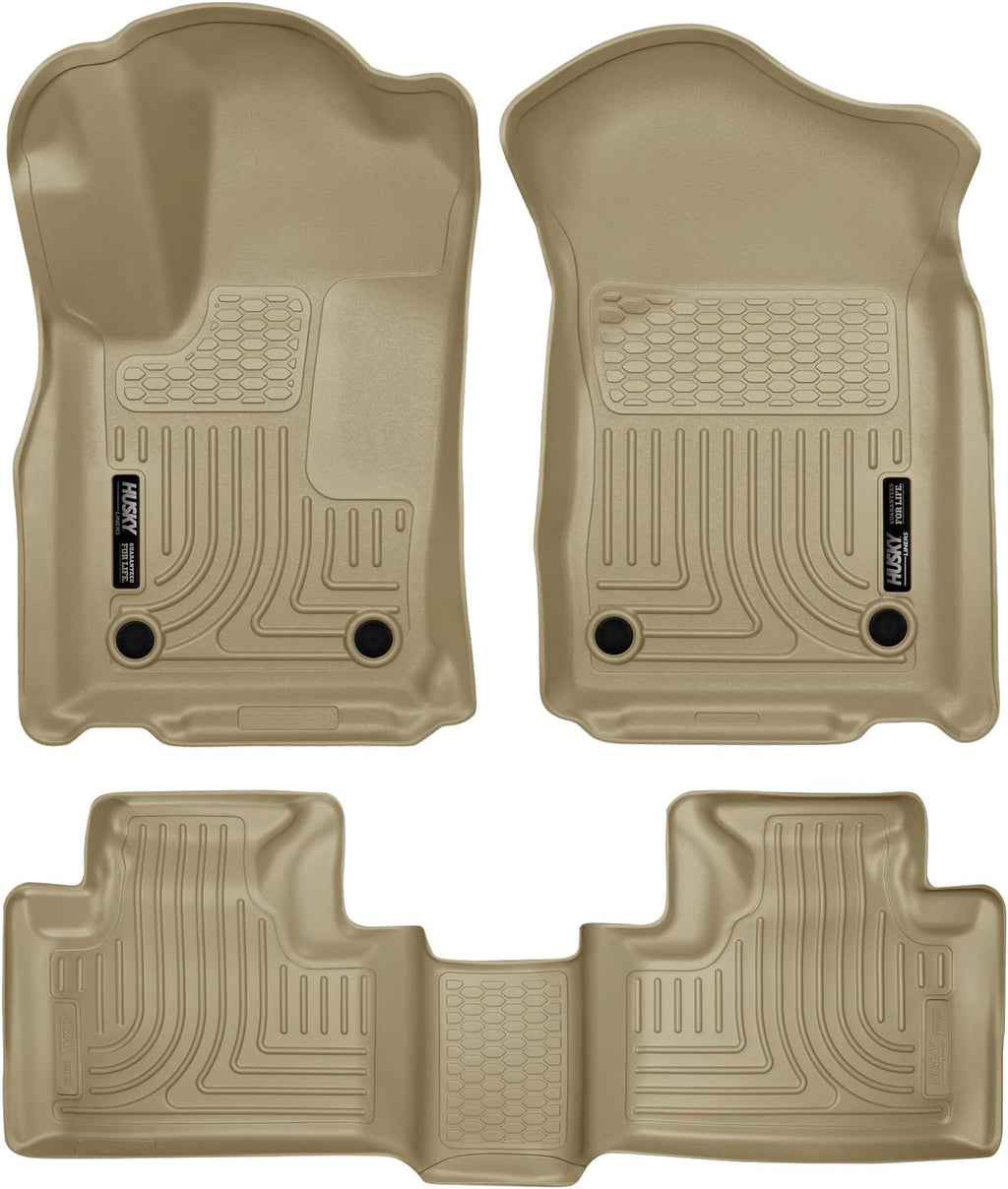 Husky Liners Weatherbeater Floor Mats | Fits 2016-2026 Dodge Durango & 2016-2021 Jeep Grand Cherokee & 2022 Jeep Grand Cherokee WK | Front & 2nd Row, 3-pc Tan - 99153