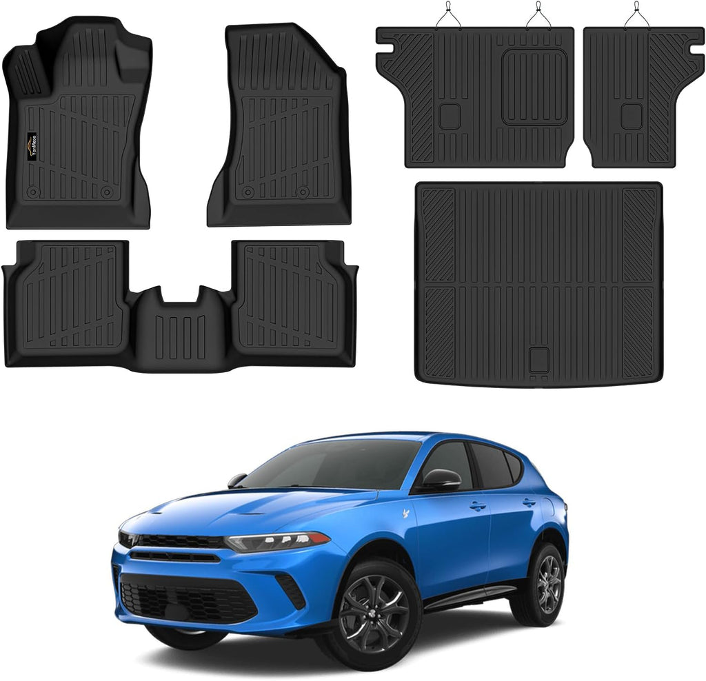 loor Mats Custom for Dodge Hornet 2026 2025 2024 2023 GT/GT Plus Cargo Liner with Backrest Mat All Weather TPE Rubber Full Set Floor Liners Trunk Mat for Hornet Automotive Accessories, Black
