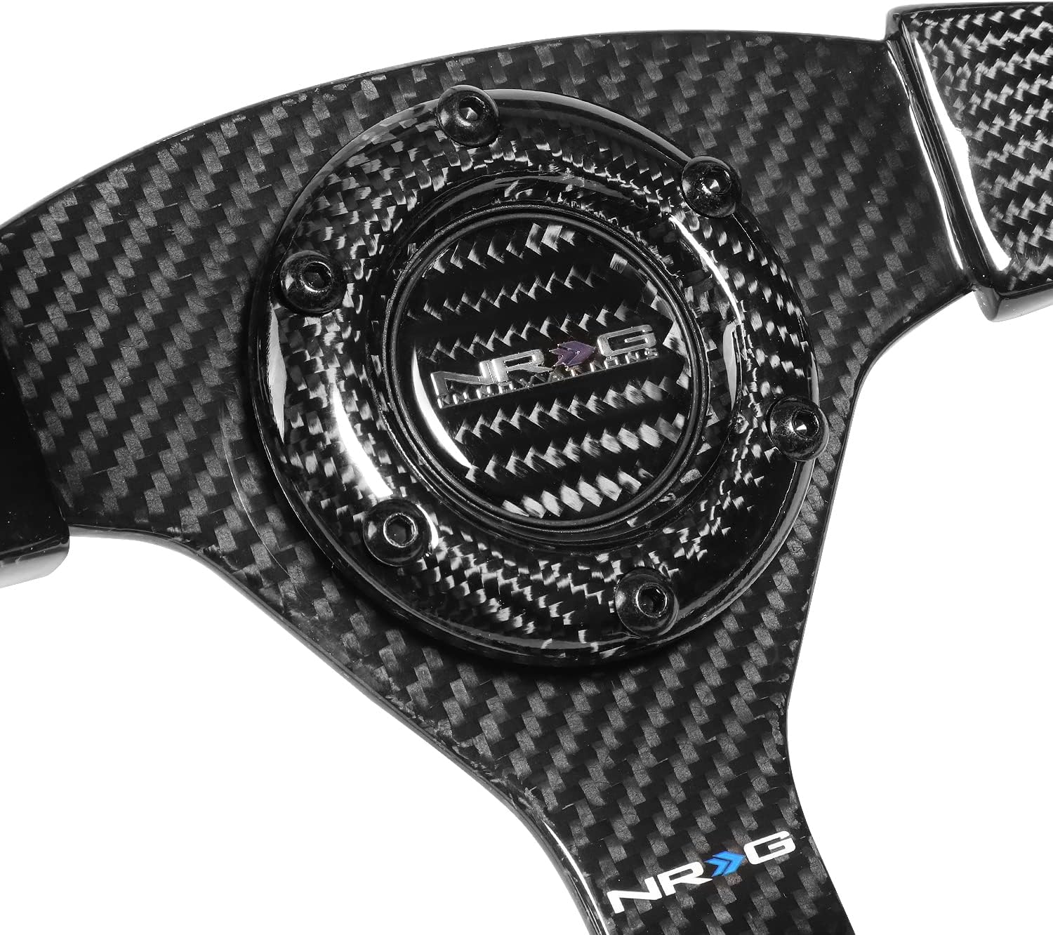 NRG Innovations NRG-ST-012CF Light weight Carbon Fiber Steering Wheel, 3 Spoke, 350mm, 6 X 70 PCD, Flat Dish,Gloss Black