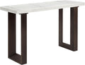 Acme Edwyn Marble and Wood Rectangular Sofa Table in White and Brown