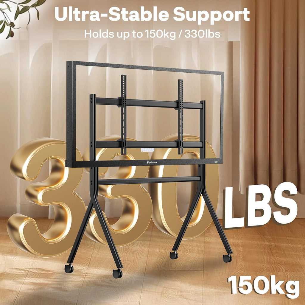 SYLVOX Outdoor TV with Rolling Stand, 65 inch 2000 Nit Full Sun Smart TVs, Sunlight Readable, IP56 Waterproof, 4K TV for Outdoor Households or Commercial Places