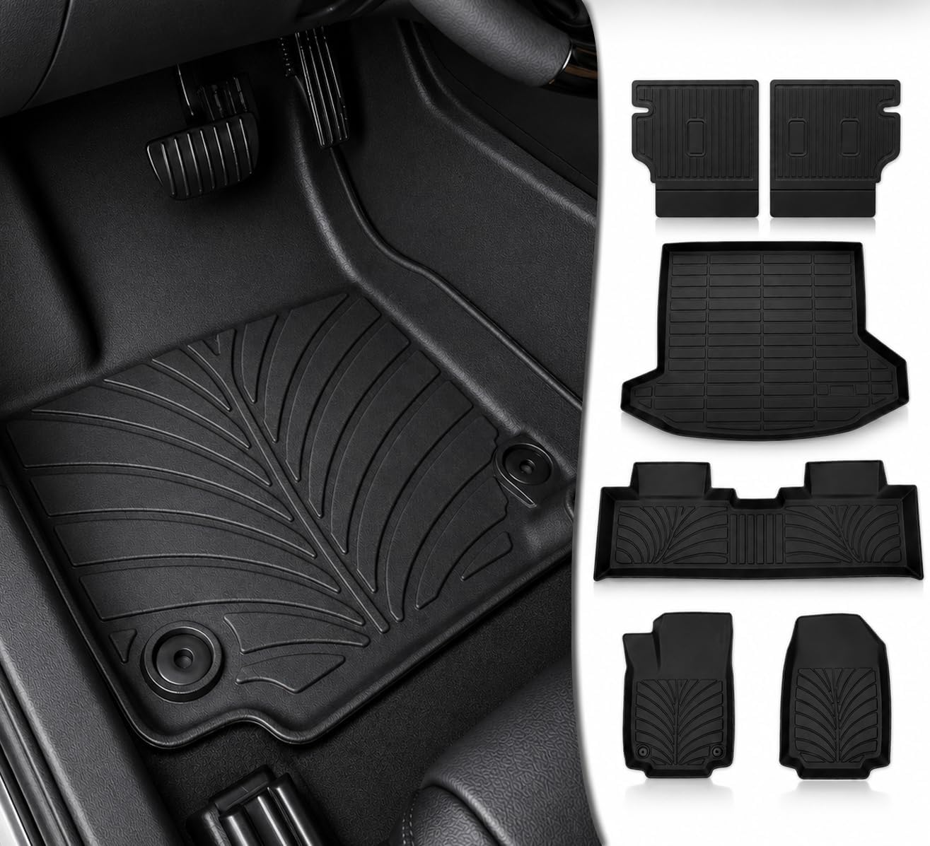 Floor Mats & Cargo Liners & Backrest Mat for 2025-2026 Chevy Equinox(Only Gas), Custom Fit, All Weather Protection TPE Car Floor Mats(6 Pieces)