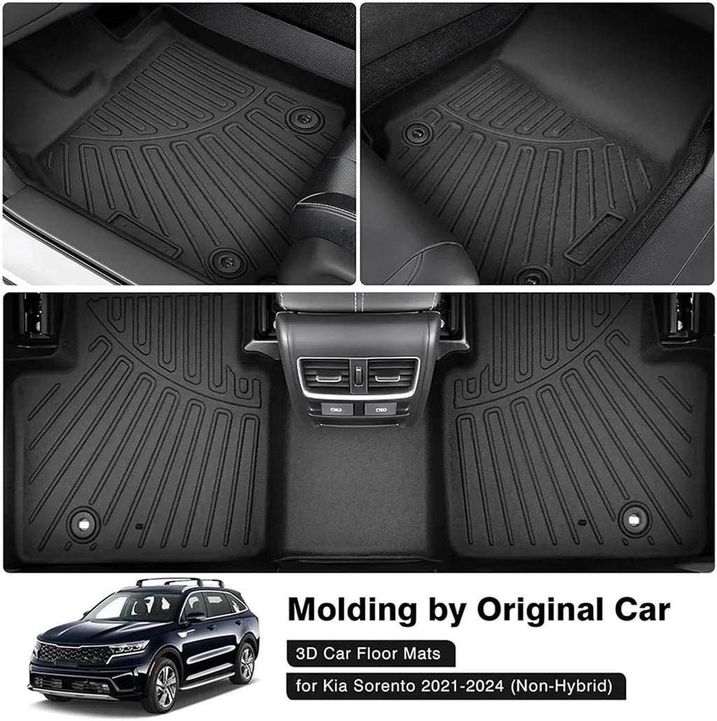Compatible for Kia 2021-2025 Sorento Hybrid TPE Floor Mats & Cargo Liner Set-All Weather Protection for PHEV/HEV with Backrest Cover(Red)
