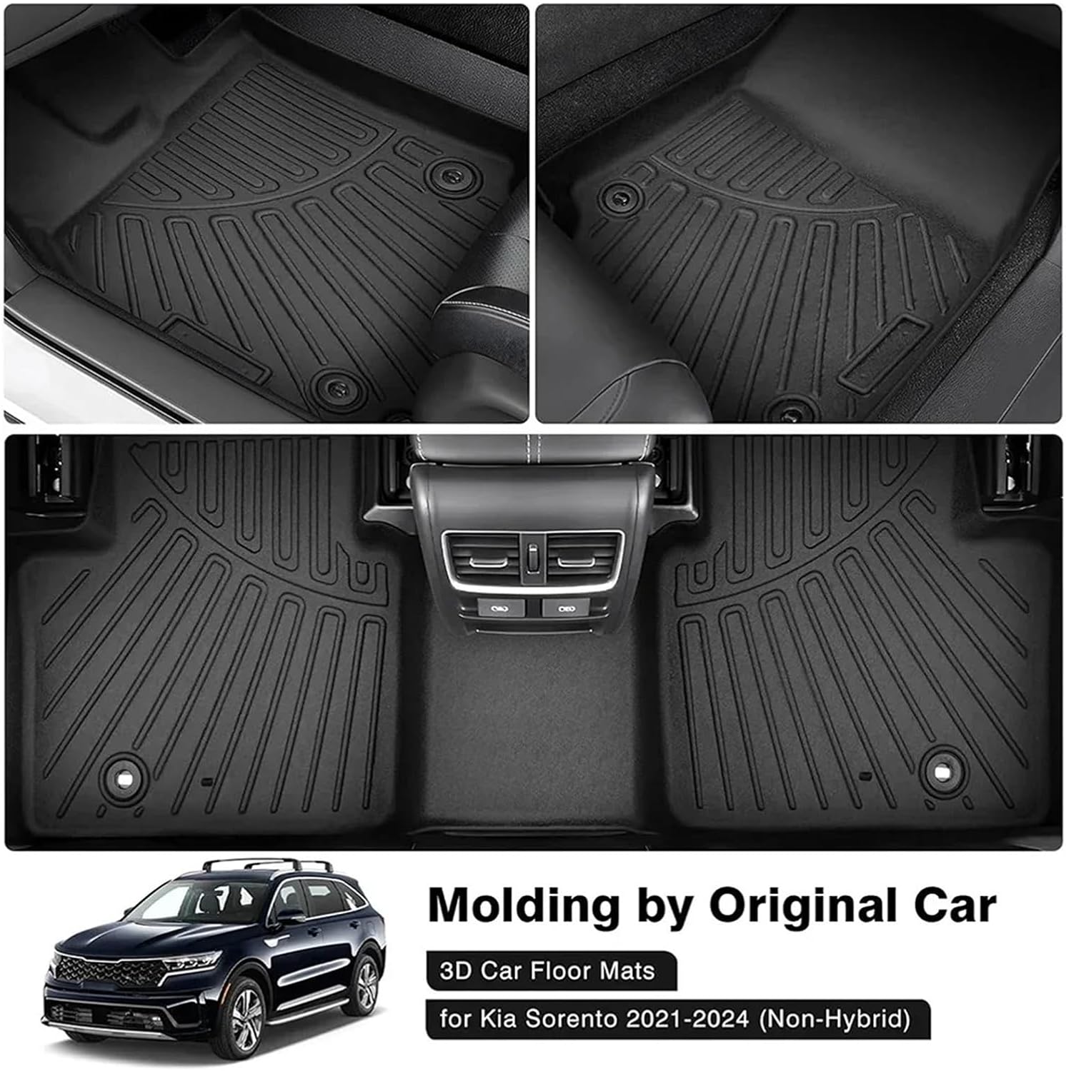 Compatible for Kia 2021-2025 Sorento Hybrid TPE Floor Mats & Cargo Liner Set-All Weather Protection for PHEV/HEV with Backrest Cover(White)