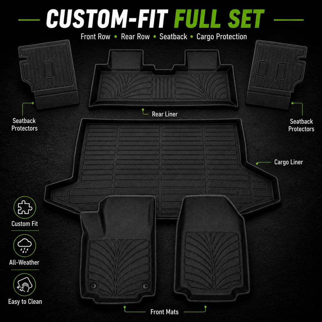 Floor Mats & Cargo Liners & Backrest Mat for 2025-2026 Chevy Equinox(Only Gas), Custom Fit, All Weather Protection TPE Car Floor Mats(6 Pieces)