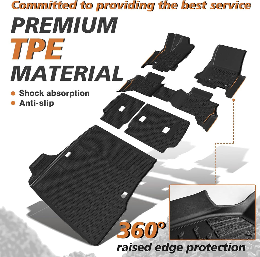 TripleAliners Floor Mats & Trunk Mat & Rear Seatback Cover All Weather TPE Liners Fit for Toyota 2025 2026 4Runner Accessories Custom Fit TPE Heavy-Duty (Only for 5 Seats) - Not for Hybrid Model