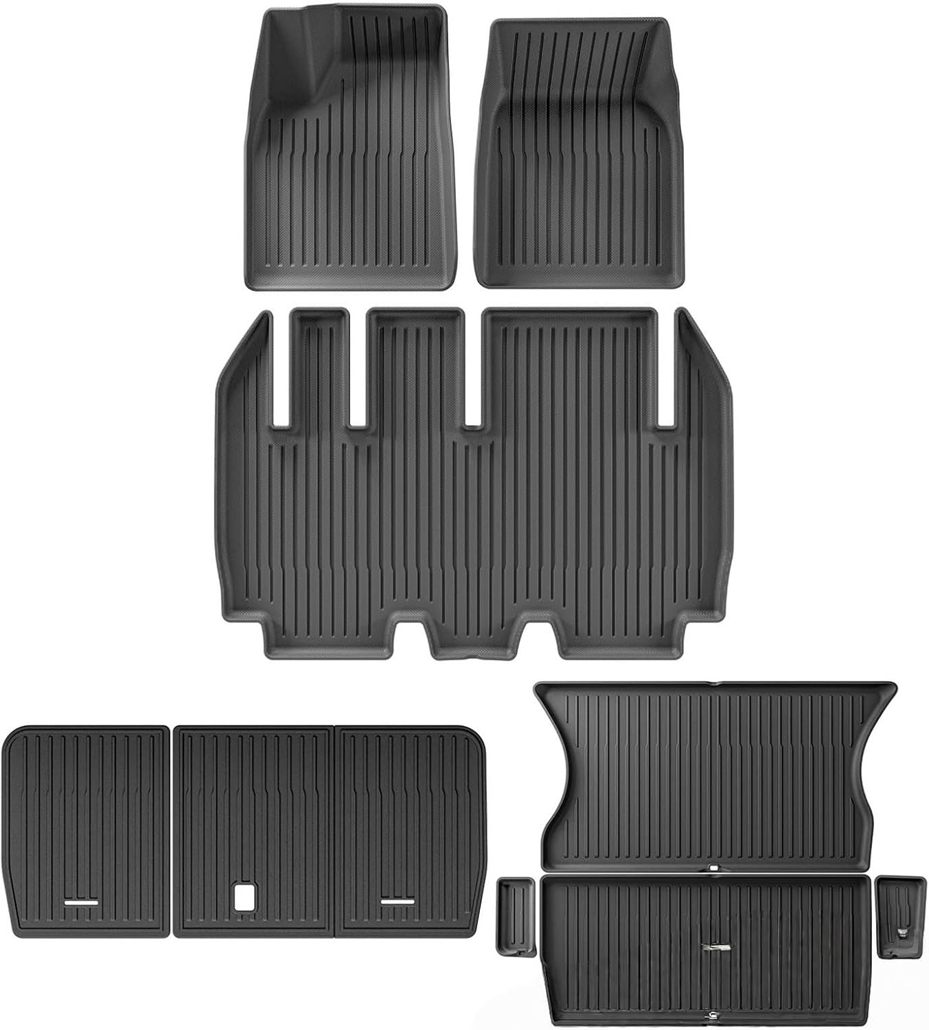 for Tesla Model X 2024 5/6/7 Seat TPE 3D Car Floor Mats Cargo Liner Trunk Pad Waterproof Protective Left Rudder(6seats 6PCS)