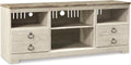 Signature Design by Ashley Willowton Farmhouse 3-Piece Entertainment Center for TVs up to 73' with LED Lighting, Whitewash