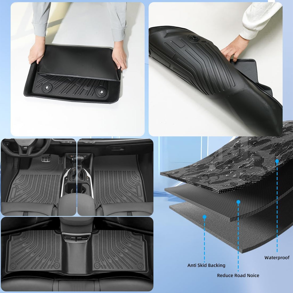 All-Weather Floor Mats for 2025 2026 Kia K4 (All Trims: LX/LXS/EX/GT-Line/GT-Line Turbo) - 6Pcs Full Set Custom Fit TPE Floor Liners & Cargo Mat & Backrest Protector for Kia K4 2026 Accessories Black