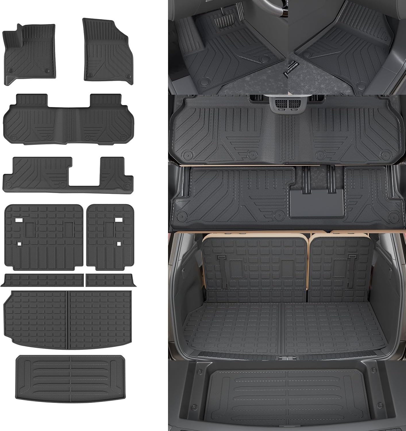 8 Seats Floor Mats Compatible with 2024 2025 2026 Chevrolet Traverse (NO Limited) Cargo Liner Cargo Mat Sub Trunk Mat Back Seat Cover Chevy Traverse Accessories (Floor Mats Full Set 10 PCS)