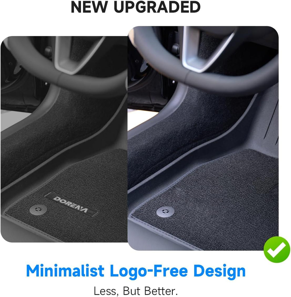DORENA Floor Mats with Carpets for 2024 2025 2026 Tesla Model 3 Highland Double Layer All Weather TPE Removable Floor Liners Set of 6 (Black)