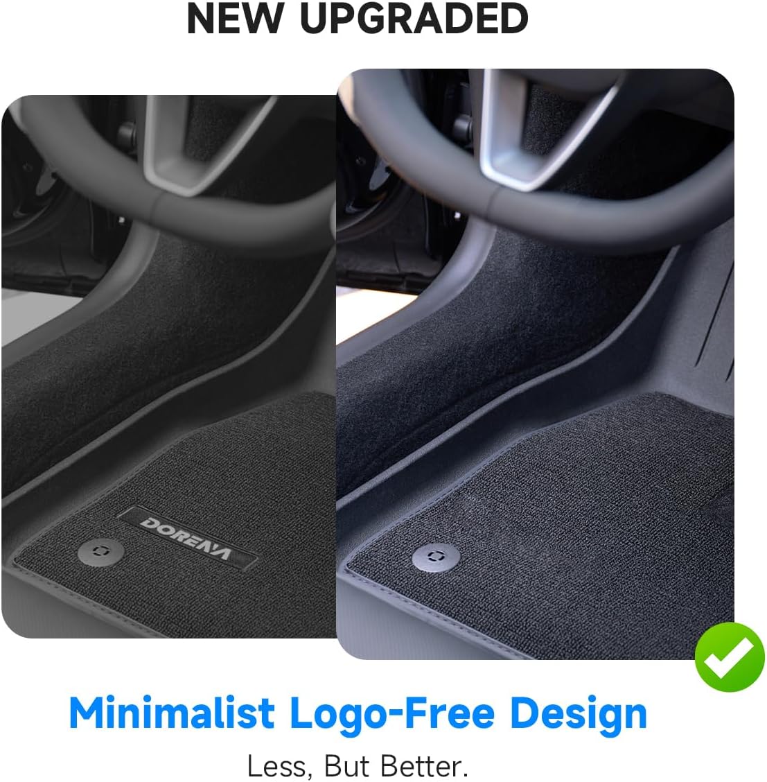 DORENA Floor Mats with Carpets for 2024 2025 2026 Tesla Model 3 Highland Double Layer All Weather TPE Removable Floor Liners Set of 6 (Black)