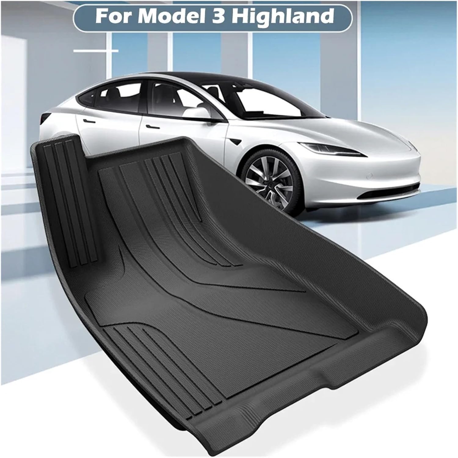 Floor Mats | Compatible with Tesla Model 3 Highland 2025 TPE All Weather Cargo Liner Water Resistant Single Double Layer Mats Accessories(SN-M3H FL 3PCS LHD)
