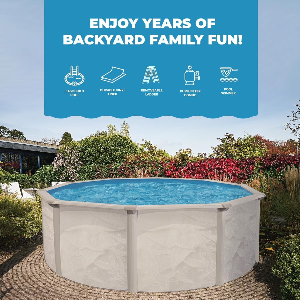 Generic Boulder 24' x 52 ATS+ Easy-Build Steel Above Ground Swimming Pool Kit by WaterThat