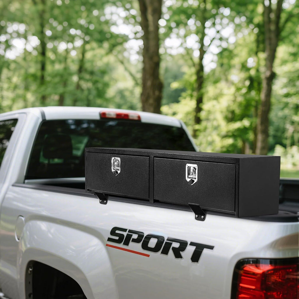 Garvee Black Steel Underbody Truck Tool Box, Truck Bed & Underbelly RV Storage Box, Locking t-Latch, Weather-Resistant, Heavy-Duty Job Box for Pickup Truck Bed, RV, Trailer, 48 in x 16 in x 13 in