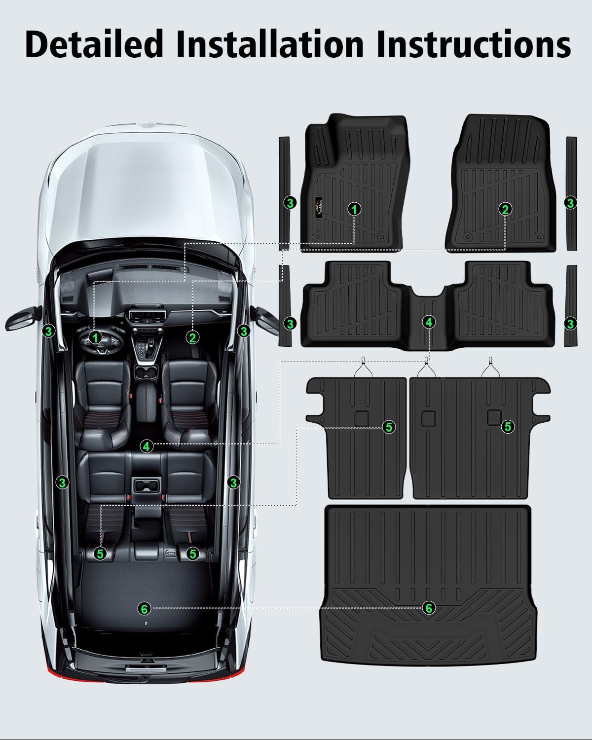 Floor Mats Custom for Nissan Kicks 2025 2026 SV/SR (Not for S) Cargo Liner with Backrest Mat All Weather TPE Rubber Full Set Floor Liners Trunk Mat for Kicks Automotive Accessories, Black