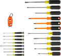 Klein Tools 85820 20-Piece Screwdriver Set, 8 Precision, 7 Standard Drivers with Color-Coded Handles, 3 Insulated Screwdrivers, 1 Demolition Driver, and Magnetizer