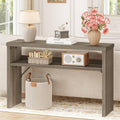BON AUGURE Sofa Console Table, Wood Entryway Table, Grey Behind Couch Tables with Open Storage, Modern Narrow Hallway Tables (Greige Oak, 47 Inches)