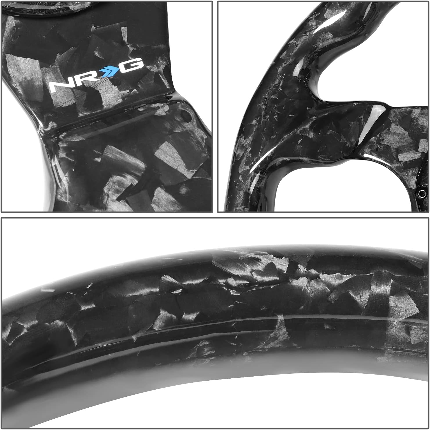NRG Innovations NRG-ST-009FC-BK Carbon Fiber Steering Wheel Shinny Black Forged 320mm, 3 Spoke Flat Bottom Wheel