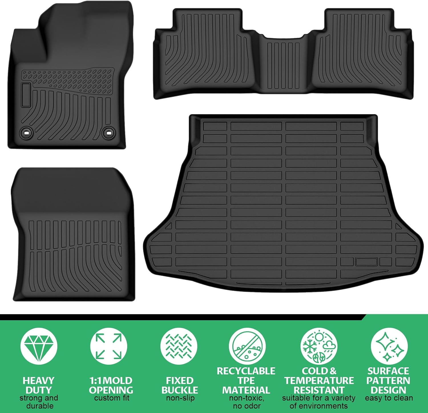 Floor Mats for Toyota Prius 2016-2022,(NOT for Prius c or Prius v),Custom Fit TPE All Weather Protection Floor Liners,Non-Slip Waterproof Cargo Liner,Car Accessories for Toyota Prius Prime