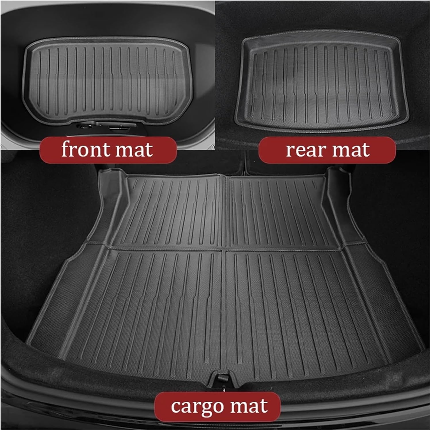 Car Floor Mats Cargo Liner Waterproof Anti-Slip Trunk Mat TPE Pads Accessories，Compatible for Tesla Model 3 2024 Highland(for Model 3 9Pcs Mats)