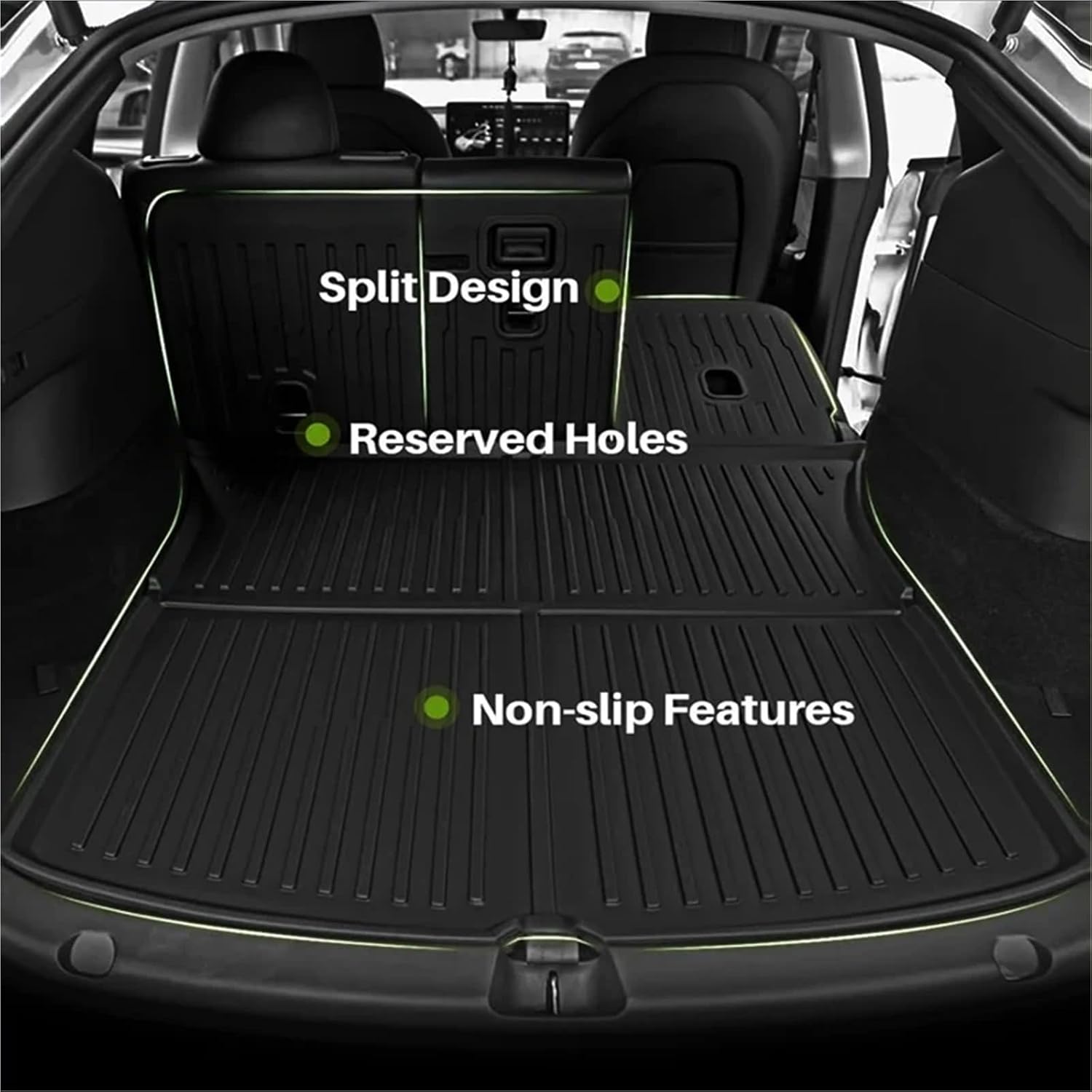 Compatible with Tesla Model Y Launch 2025 Juniper 2025 TPE Floor Mats Cargo Liner Trunk Floor Liner Backrest(Gray)