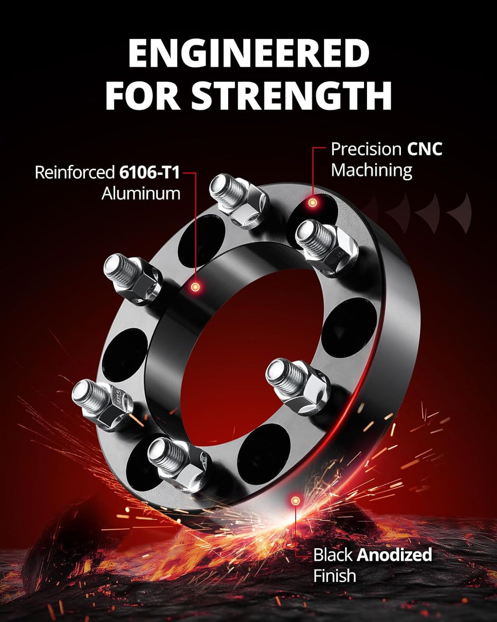 EVIL ENERGY 6x5.5 Wheel Spacers 1.25 inch Compatible with Chevy 1999-2022 Silverado 1500, 6x139.7 mm 6 Lugs 108 mm Hub Bore M14x1.5 Studs Black, Not Hubcentric