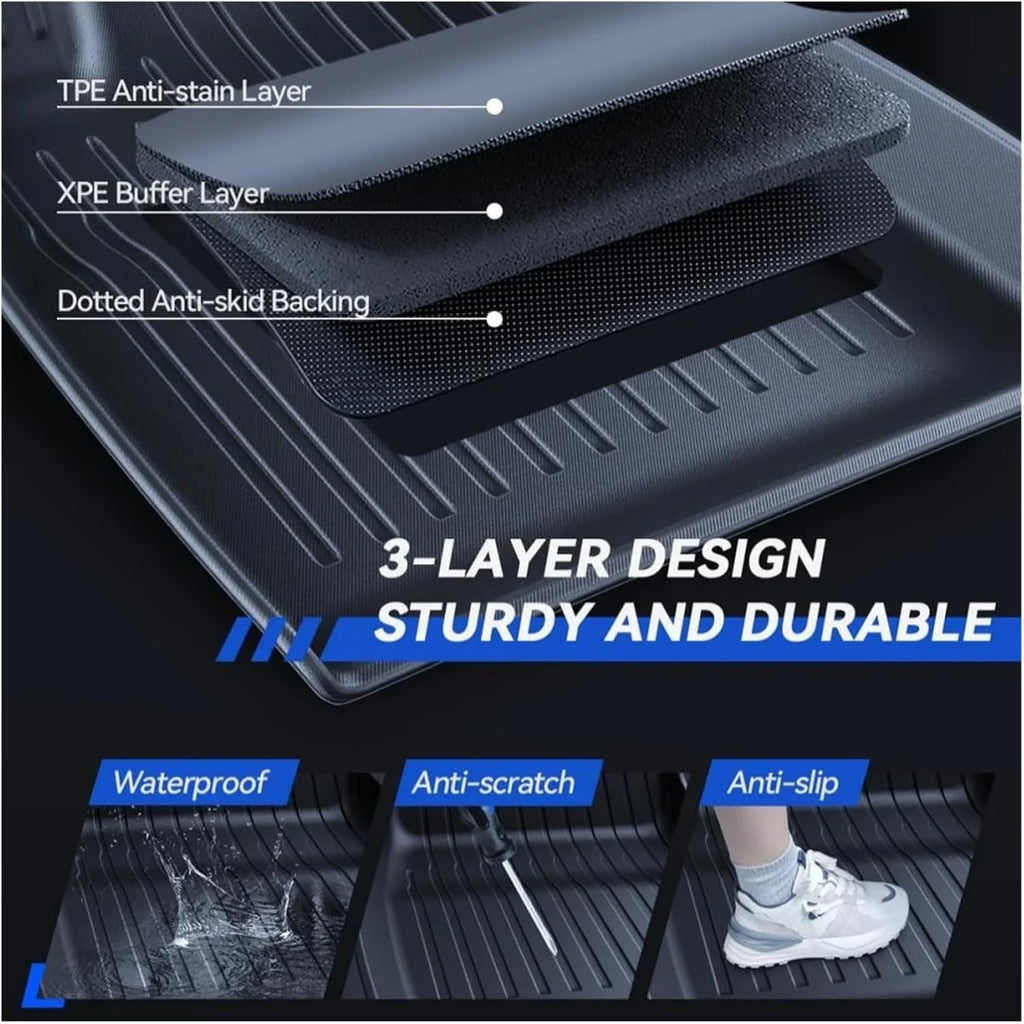 Compatible with Tesla Model 3 2024 Highland Floor Mats Cargo Liner Waterproof Anti-Slip Trunk Mat TPE Pads Left Right Rubber Accessories(LHD 3pcs)