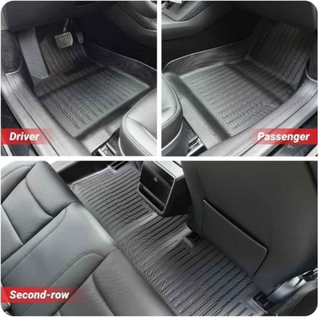 Compatible with Tesla Model 3 Highland 2024 TPE Floor Mats,with Door Sill Protector Full Cover All Weather Cargo Liners Accessories(6PCS Floor Mats)
