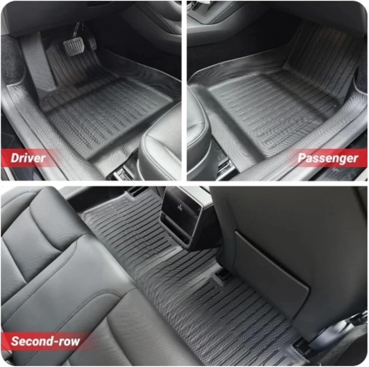 Compatible with Tesla Model 3 Highland 2024 TPE Floor Mats,with Door Sill Protector Full Cover All Weather Cargo Liners Accessories(3PCS Floor Mats)