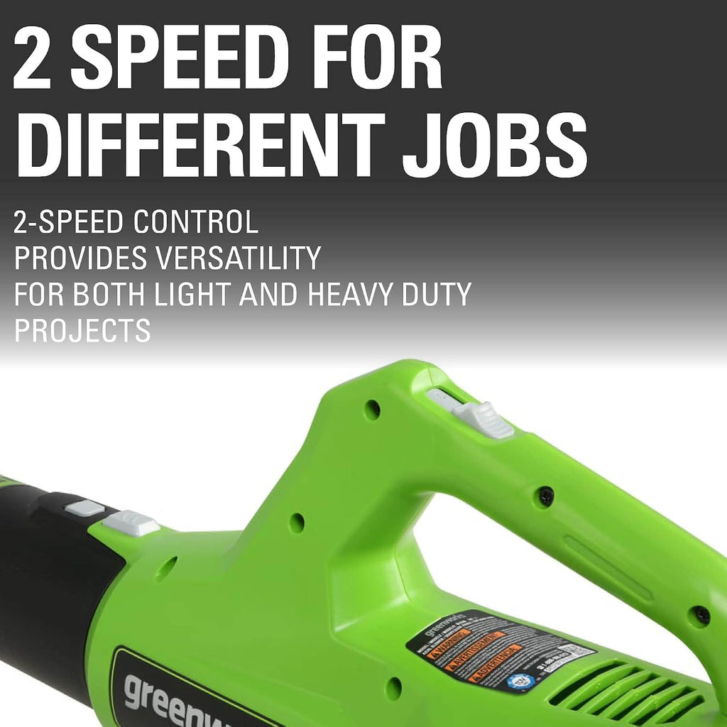 Greenworks 48V (24V x 2) Cordless Brushless Axial Leaf Blower，24V Cordless Battery Hedge Trimmer Combo Kit