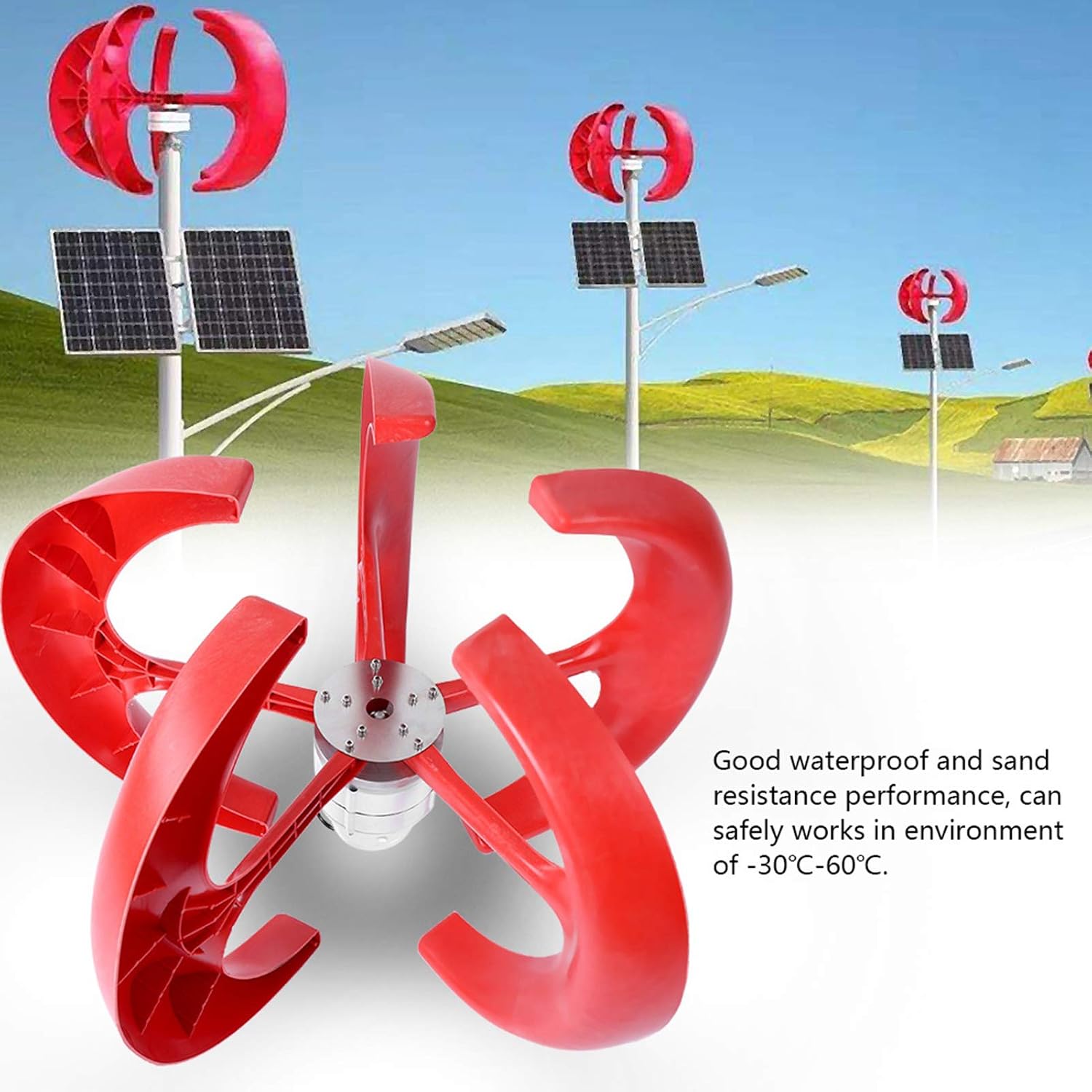 Wind Turbine Generator Kit, 600W 12V Vertical Wind Turbine Electricity Set,5 Blade Horizontal Wind Power Generator Kit for Home, Boat, Marine, Monitoring, Street Lighting