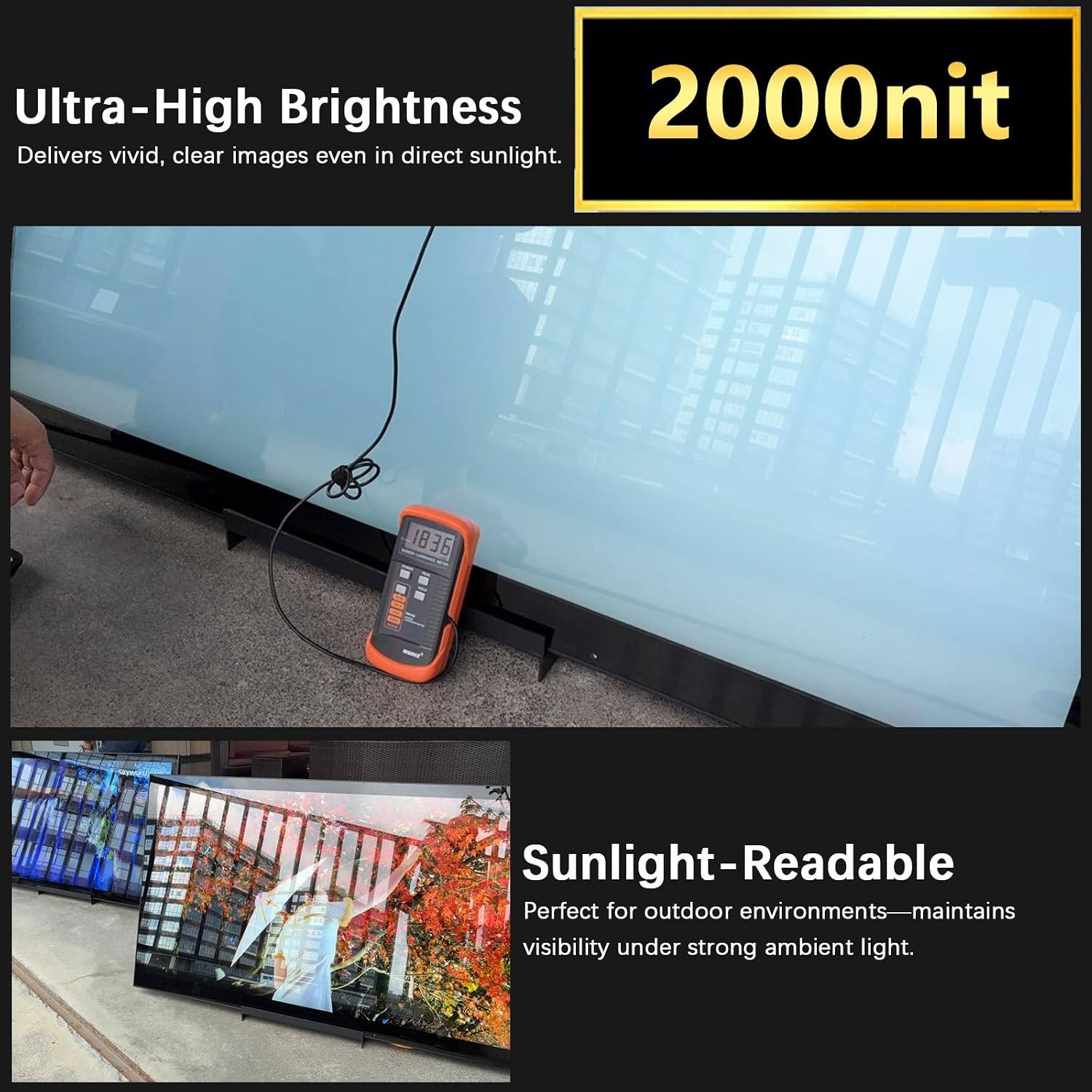 55-Inch IP65 Waterproof Smart TV for Outdoor, 4K UHD 2000Nits with Luxury Black Tempered Glass Front Panel, All Weather TV for Outside Partial Sun(webOS)