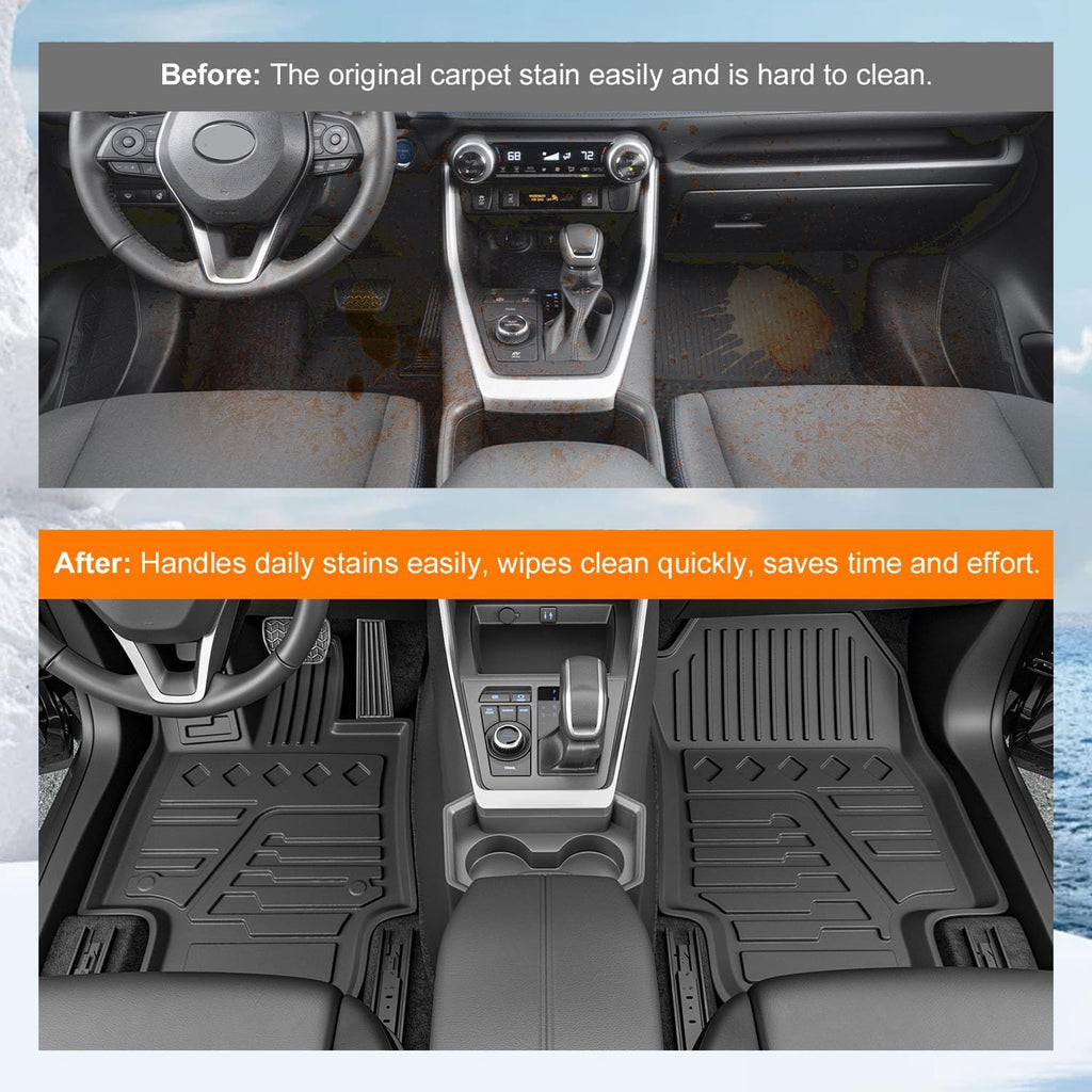 powoq Floor Mat Compatible with 2019-2025 Toyota RAV4 Cargo Mat Trunk Mat Replacement for 2019-2025 Toyota RAV4 Accessories(Floor+Trunk+Backrest Mat)
