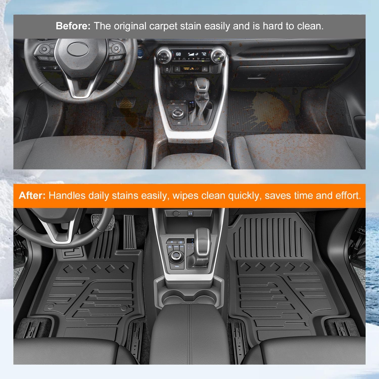 powoq Floor Mat Compatible with 2019-2025 Toyota RAV4 Cargo Mat Trunk Mat Replacement for 2019-2025 Toyota RAV4 Accessories(Floor+Trunk+Backrest Mat)