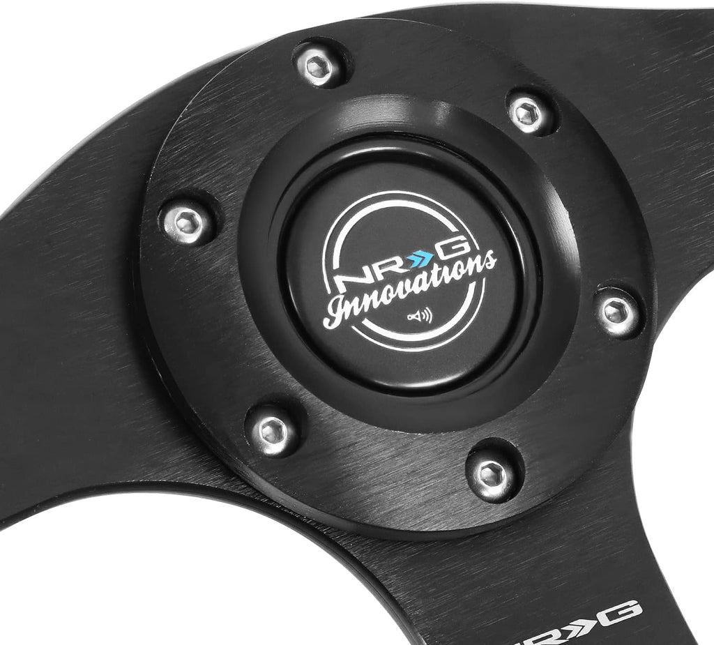 NRG Innovations NRG-RST-024MB-R-BL Reinforced Steering Wheel 320mm Sport Leather Flat Bottom with Blue Center Mark, Blue Stitching