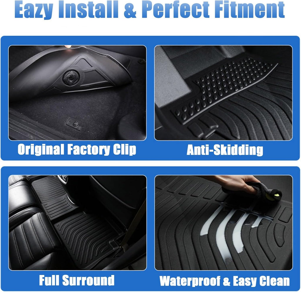 Priprilod 6PC TPE Floor Mats & Trunk Cargo Liners & Backrest Mats, Compatible with Chevy Equinox EV 2024 2025 2026, Non Fuel, Car Floor Liners