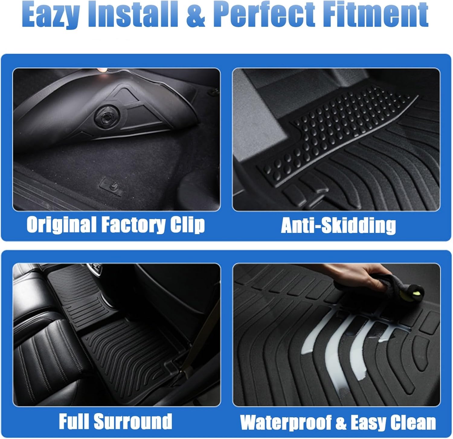 Priprilod 6PC TPE Floor Mats & Trunk Cargo Liners & Backrest Mats, Compatible with Chevy Equinox EV 2024 2025 2026, Non Fuel, Car Floor Liners