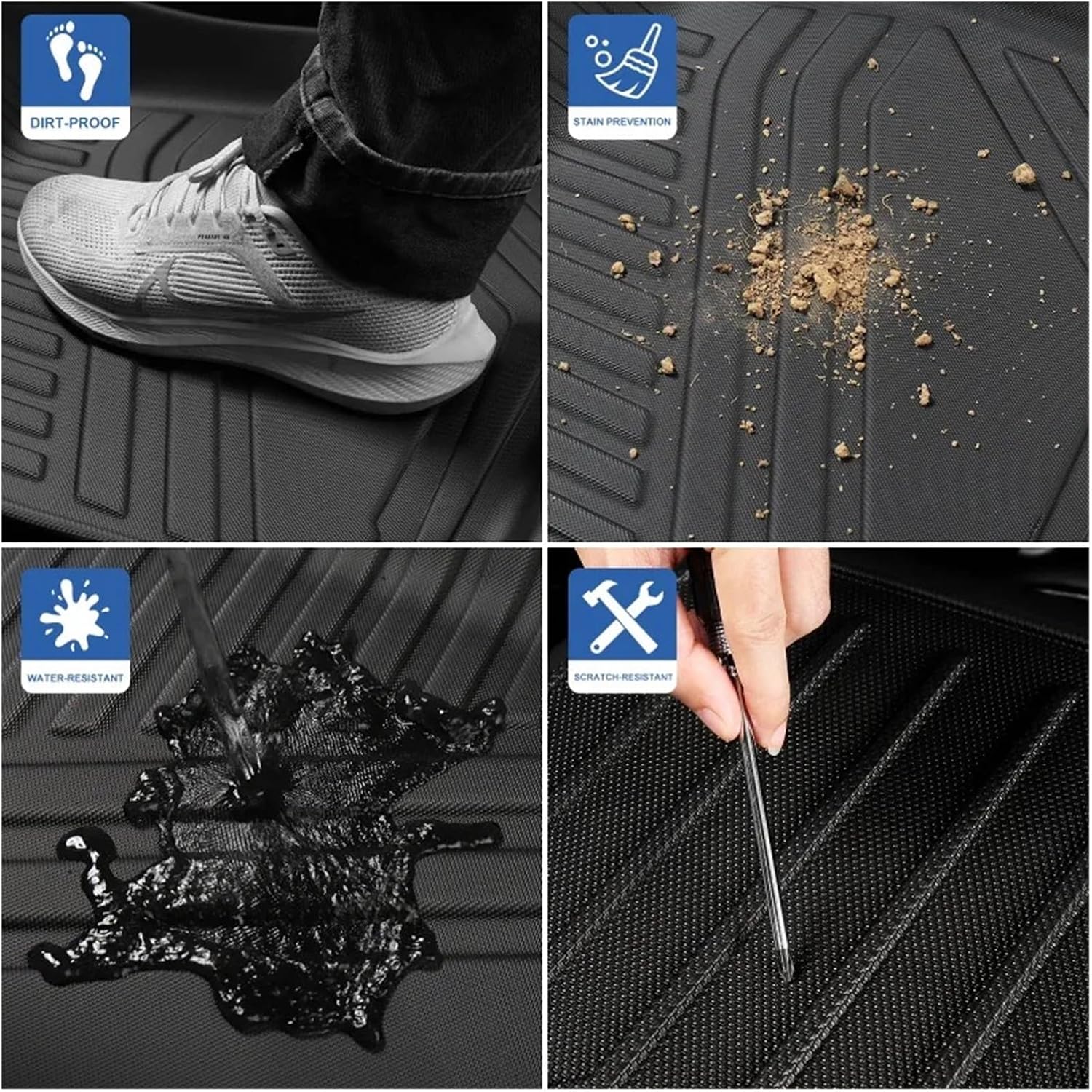 Floor Mats for Tesla Model 3 Highland 2024 TPE 3D Car Cargo Liner Trunk Pad Protective Accessories(LHD 3PCS)