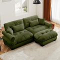 Loveseat Sofa 93.7' Modular Sectional Sofa, 2 Seater Modern Cloud L Shaped Couch, Oversized Sectional Couches for Living Room, Comfy Velvet Sofas Deep Seat Couch with 4 Pillows, Green