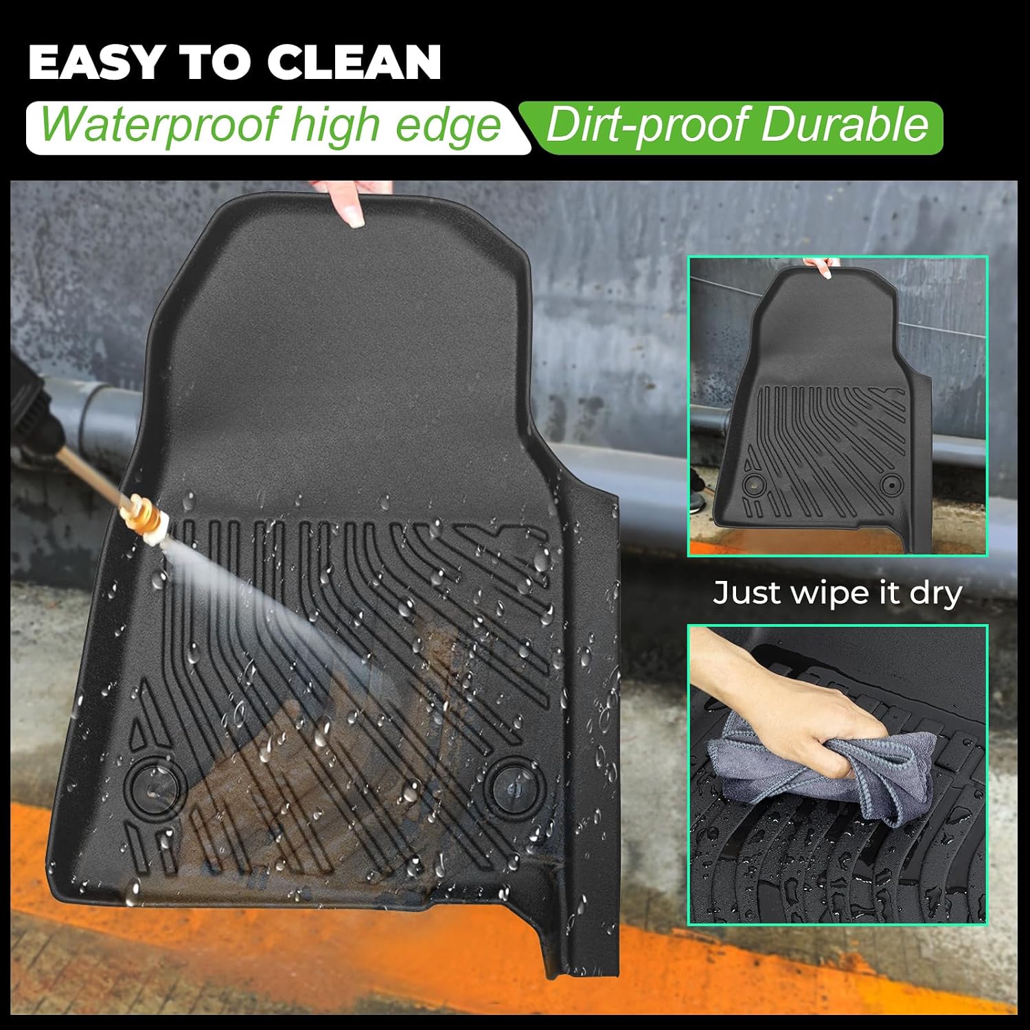 Floor Mats & Cargo Liner Custom for 2022-2025 Jeep Wagoneer 8 Seats All Weather Protection TPE Anti-Slip Automotive Full Set Floor Liners Jeep Wagoneer Accessories - Black