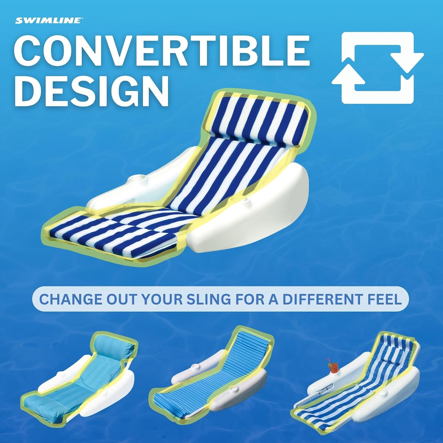 SWIMLINE ORIGINAL 10010M Sunchaser Padded Luxury Lounge Chair Pool Float | Molded Frame & Pontoon Design | Pool Floats Adult | Pool Lounger | Pool Accessories | Pool Chairs and Lounges For In Pool