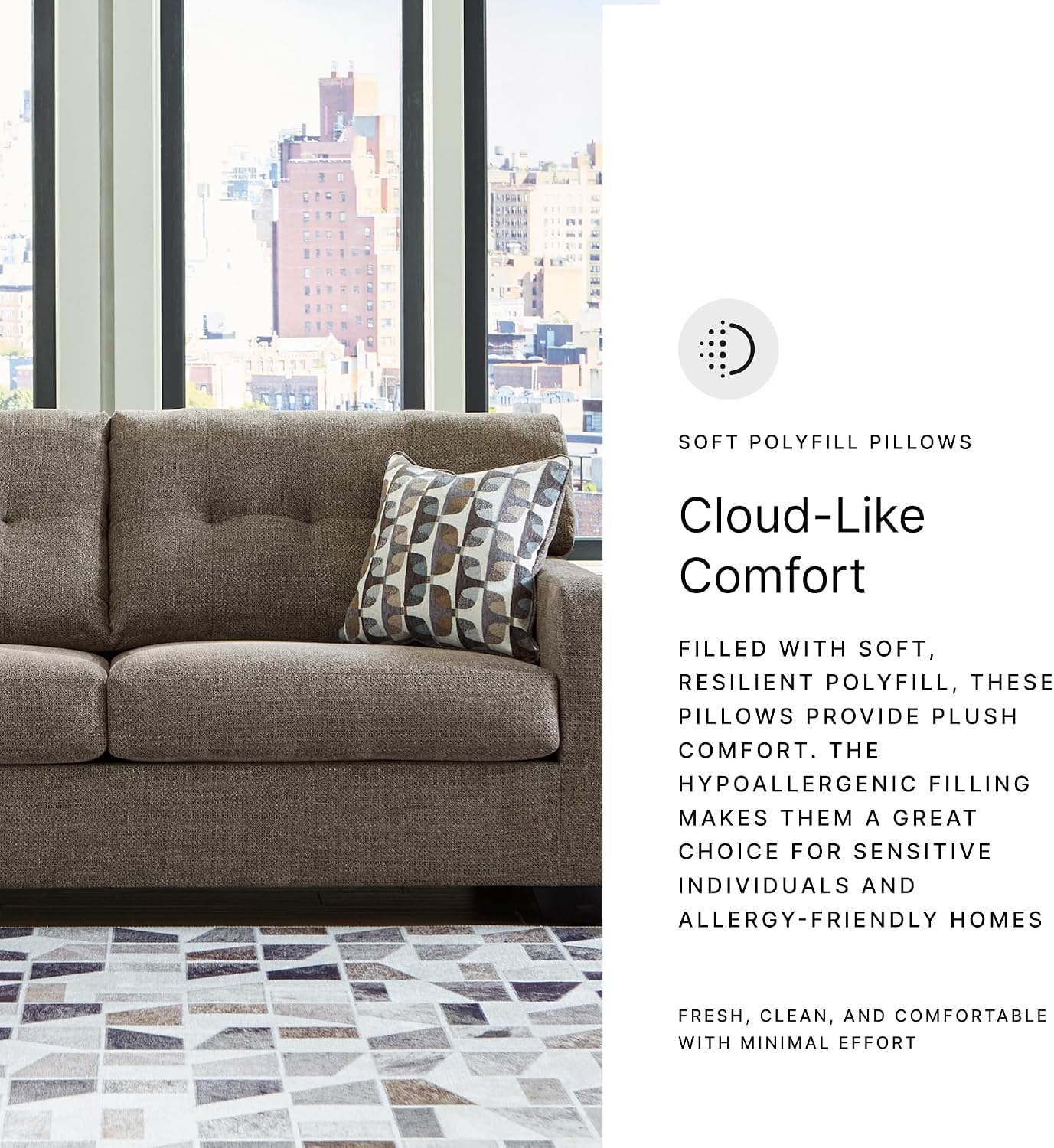 Signature Design by Ashley Mahoney Contemporary Tufted Sofa, Dark Brown