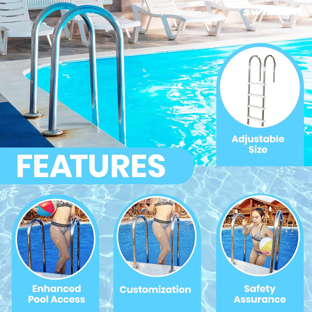 SWIMLINE HYDROTOOLS Stainless Steel Pool Ladder – Heavy Duty Swimming Step Accessory, Above Ground, 72'