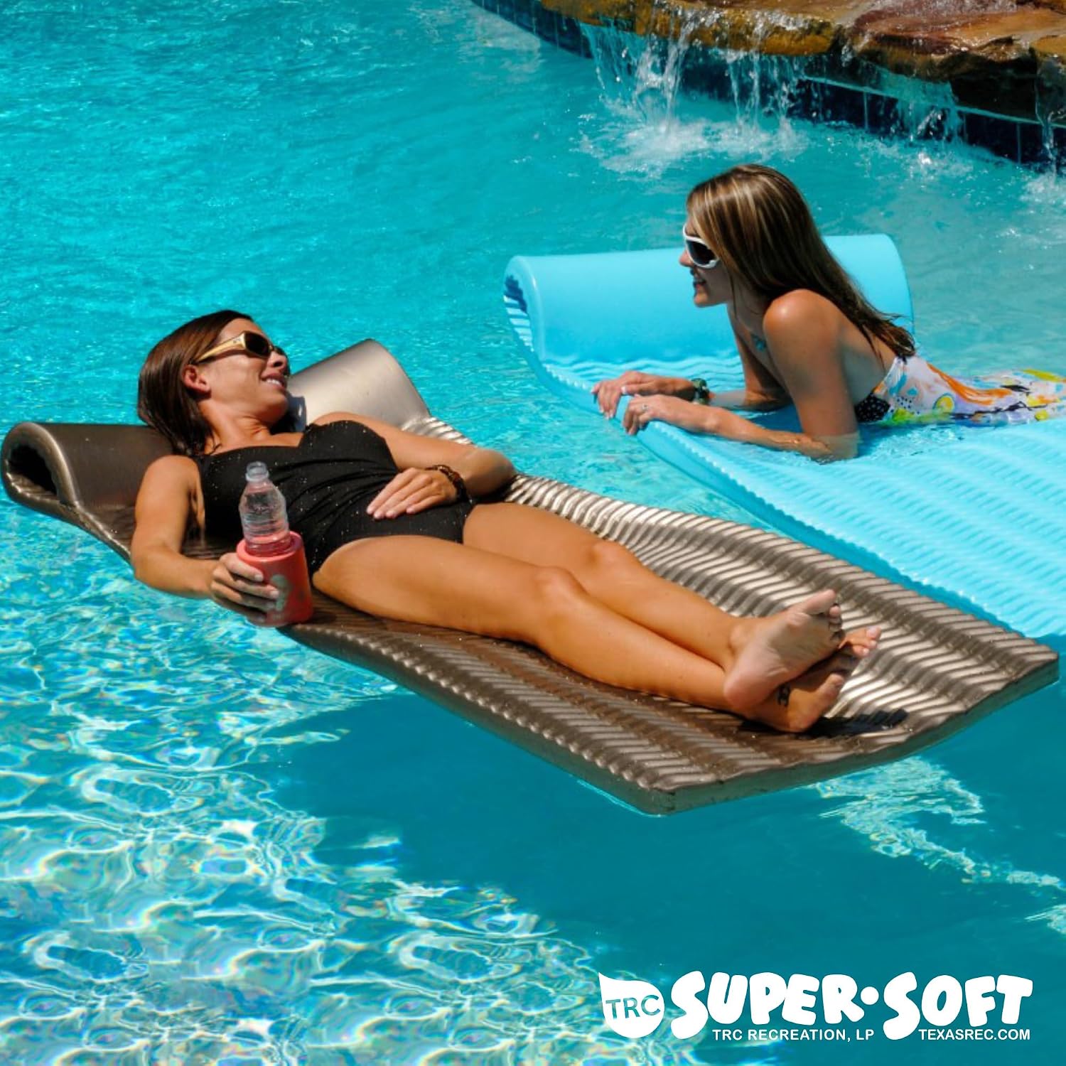 TRC Recreation 2-Pack Serenity 1.5' Thick Foam Pool Float Lounger, Bahama Blue w/Headrest for Lounging & Sunbathing in Swimming Pools, Beaches & Lakes, 70' x 26'