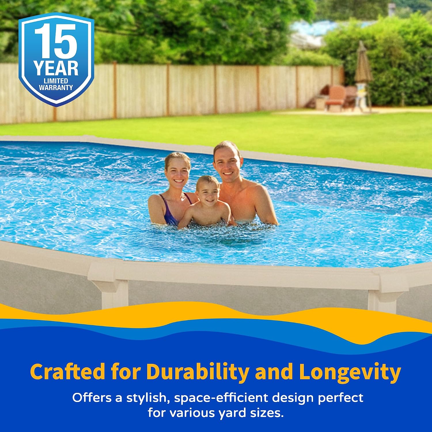 Trinity 15-ft x 30-ft Oval 52-in Deep Steel Wall Pool Package with 7-in Top Rail