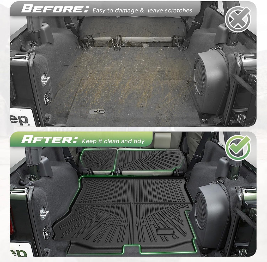 Cartist Floor Mats for Jeep Wrangler JK 4-Door 2007-2018, All Weather Cargo Mat for Wrangler Accessories, Heavy Duty TPE Cargo Liners, Car Accessories