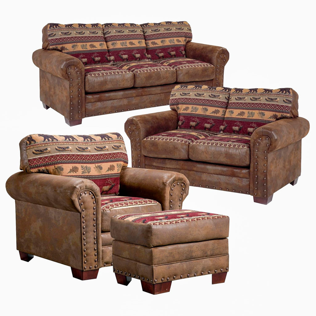 American Furniture Classics Sierra Lodge 4-piece Sleeper Sofa Set in Brown