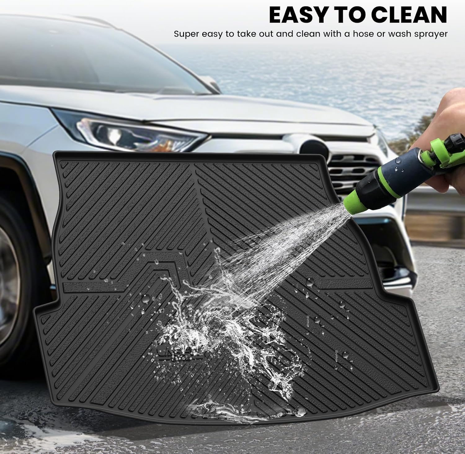 LASFIT Floor Mats & Backrest Mats & Trunk Mat for Toyota RAV4 2019-2025 (Not Fit Hybrid) All Weather TPE Custom Fit Floor Liners Car Mats Accessories, 1st & 2nd Row & Seatback & Cargo Mats