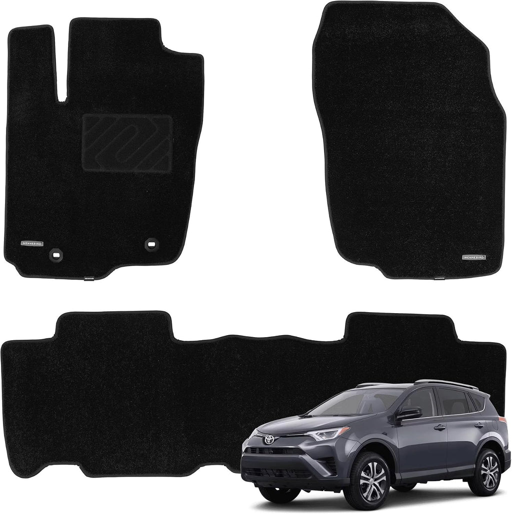 WENNEBIRD Superior Carpet Floor Mats for 2013-2018 Toyota RAV4, 0.5-Inch Ultra-Thick, Noise-Reducing, All-Weather Waterproof Anti-Slip – 3-Pc Set